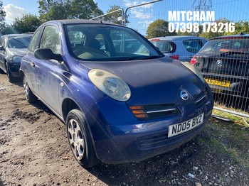 Location: Mitcham - 2005 NISSAN MICRA S 3 Door Hatchback REG: ND05BXZ, Keys: No, MOT Expiry date: 31/08/2026, 1240 Petrol, 5 Speed Manual Petrol, Former Keepers: 5