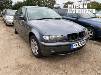 Location: Mitcham - 2002 BMW 318I SE AUTO 4 Door Saloon REG: HK52RVR, Keys: No, MOT Expiry date: 01/08/2026, 1995 Petrol, 5 Speed Auto Petrol, Former Keepers: 6