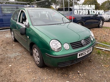 Location: Mitcham - 2002 VOLKSWAGEN POLO S 5 Door Hatchback REG: MW02WYX, Keys: No, MOT Expiry date: 04/01/2027, 1198 Petrol, 5 Speed Manual Petrol, Former Keepers: 3