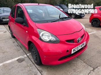 Location: Brentwood - 2007 TOYOTA AYGO VVT-I 5 Door Hatchback REG: NC07HPK, Keys: No, MOT Expiry date: 12/11/2026, 998 Petrol, 5 Speed Manual Petrol, Former Keepers: 13