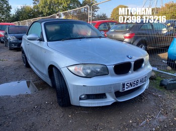 Location: Mitcham - 2008 BMW 118I M SPORT AUTO Convertible REG: SN58HUZ, Keys: No, MOT Expiry date: 20/10/2026, 2000 Petrol, 6 Speed Auto Petrol, Former Keepers: 14