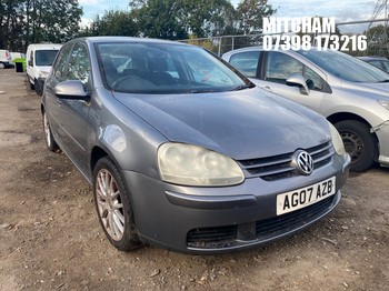 Location: Mitcham - 2007 VOLKSWAGEN GOLF MATCH FSI 115 5 Door Hatchback REG: AG07AZB, Keys: No, MOT Expiry date: 20/01/2027, 1598 Petrol, 6 Speed Manual Petrol, Former Keepers: 9