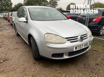 Location: Mitcham - 2007 VOLKSWAGEN GOLF MATCH FSI 115 5 Door Hatchback REG: MT07VRO, Keys: No, MOT Expiry date: 16/10/2026, 1598 Petrol, 6 Speed Manual Petrol, Former Keepers: 3