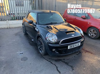 Location: Hayes - 2012 MINI COOPER S Convertible REG: DE61KJU, Keys: No, MOT Expiry date: 14/07/2025, 1598 Petrol, 6 Speed Manual Petrol, Former Keepers: 3