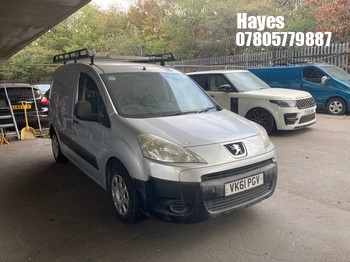 Location: Hayes - 2011 PEUGEOT PARTNER 625 SE HDI 75 Panel Van REG: VK61PGV, Keys: No, MOT Expiry date: 26/10/2023, 1560 Diesel, 5 Speed Manual Diesel, Former Keepers: 5