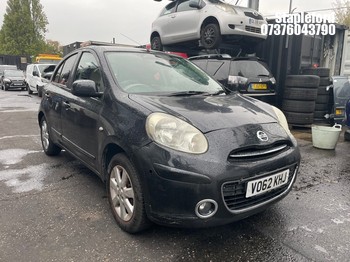 Location: Stapleford - 2012 NISSAN MICRA KURO 5 Door Hatchback REG: VO62KHJ, Keys: Yes, MOT Expiry date: 12/05/2027, 1198 Petrol, 5 Speed Manual Petrol, Former Keepers: 9