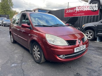 Location: Stapleford - 2008 RENAULT G-SCENIC DYN-7 VVT A MPV REG: YY08EVC, Keys: Yes, MOT Expiry date: 26/02/2027, 1998 Petrol, 4 Speed Auto Petrol, Former Keepers: 7