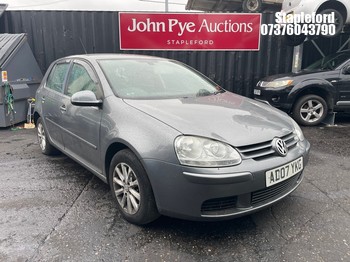 Location: Stapleford - 2007 VOLKSWAGEN GOLF MATCH FSI 115 5 Door Hatchback REG: AD07YKG, Keys: No, MOT Expiry date: 16/07/2026, 1598 Petrol, 6 Speed Manual Petrol, Former Keepers: 7
