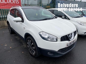 Location: Belvedere - 2013 NISSAN QASHQAI N-TEC+ CVT 5 Door Hatchback REG: AJ62BLF, Keys: No, MOT Expiry date: 02/01/2027, 1598 Petrol, Variable Speed Auto Petrol, Former Keepers: 6