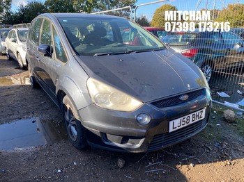 Location: Mitcham - 2008 FORD S-MAX ZETEC A MPV REG: LJ58BHZ, Keys: No, MOT Expiry date: 19/05/2026, 2261 Petrol, 6 Speed Auto Petrol, Former Keepers: 8