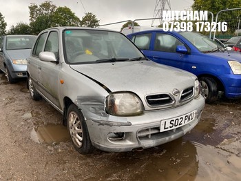 Location: Mitcham - 2002 NISSAN MICRA SE 16V AUTO 5 Door Hatchback REG: LS02PKU, Keys: No, MOT Expiry date: 10/11/2026, 1348 Petrol, Variable Speed Auto Petrol, Former Keepers: 5