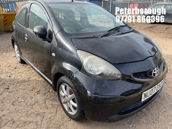 Location: Peterborough - 2007 TOYOTA AYGO BLACK VVT-I 5 Door Hatchback REG: NU07OYZ, Keys: No, MOT Expiry date: 27/04/2026, 998 Petrol, 5 Speed Manual Petrol, Former Keepers: 7