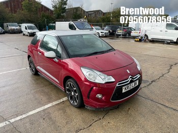 Location: Brentwood - 2013 CITROEN DS3 DSPORT THP 3 Door Hatchback REG: KR13LBK, Keys: No, MOT Expiry date: 20/10/2026, 1598 Petrol, 6 Speed Manual Petrol, Former Keepers: 6