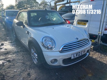 Location: Mitcham - 2012 MINI ONE Convertible REG: LV12EVW, Keys: No, MOT Expiry date: 04/05/2027, 1598 Petrol, 6 Speed Manual Petrol, Former Keepers: 3