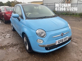 Location: Mitcham - 2012 FIAT 500 LOUNGE S-A 3 Door Hatchback REG: GF61VXY, Keys: No, MOT Expiry date: 04/06/2026, 1242 Petrol, 5 Speed Semi Auto Petrol, Former Keepers: 3