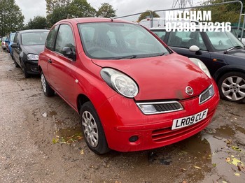 Location: Mitcham - 2009 NISSAN MICRA VISIA 3 Door Hatchback REG: LR09CLF, Keys: No, MOT Expiry date: 04/10/2027, 1240 Petrol, 5 Speed Manual Petrol, Former Keepers: 7