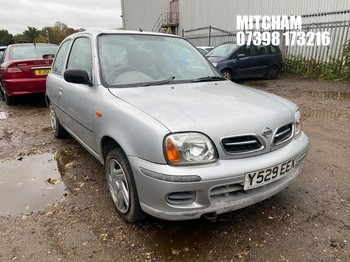 Location: Mitcham - 2001 NISSAN MICRA S 3 Door Hatchback REG: Y529EEX, Keys: No, MOT Expiry date: 10/11/2026, 998 Petrol, 5 Speed Manual Petrol, Former Keepers: 9