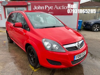 Location: Hull - 2012 VAUXHALL ZAFIRA EXCLUSIV CDTI EFLX MPV REG: FD61EZZ, Keys: No, MOT Expiry date: 20/01/2026, 1686 Diesel, 6 Speed Manual Diesel, Former Keepers: 3