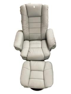 Lot 138  
            Chesterfield SR38 - Collection or Optional Delivery Available 

                
RECLINING SWIVEL ARMCHAIR AND FOOTSTOOL IN GREY (LOCATION: SR38 A12)