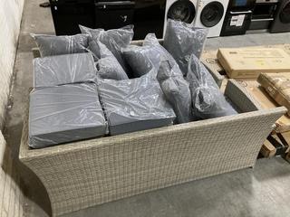 Lot 226  
            Chesterfield SR38 - Collection or Optional Delivery Available 

                
RATTAN FURNITURE TO INCLUDE SOFAS AND STOOLS IN LIGHT GREY (LOCATION: SR38 A12)