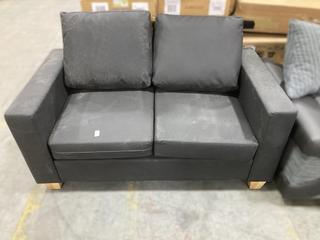 Lot 242  
            Chesterfield SR38 - Collection or Optional Delivery Available 

                
2 SEATER LEATHER SOFA IN BLACK (LOCATION: SR38 A12)