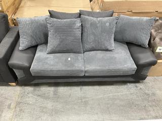 Lot 243  
            Chesterfield SR38 - Collection or Optional Delivery Available 

                
2 SEATER SOFA IN GREY AND BLACK FABRIC (LOCATION: SR38 A12)