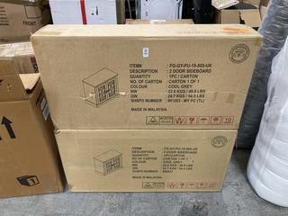 Lot 365  
            Chesterfield SR38 - Collection or Optional Delivery Available 

                
2 X 2 DOOR SIDEBOARDS IN COOL GREY (LOCATION: SR38 A10)