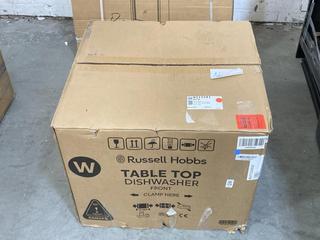 Lot 378  
            Chesterfield SR38 - Collection or Optional Delivery Available 

                
RUSSELL HOBBS TABLE TOP DISHWASHER IN WHITE - MODEL NO. RHTTDW6W - ORIGINAL RRP £...