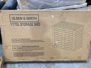Lot 429  
            Chesterfield SR38 - Collection or Optional Delivery Available 

                
OLSEN AND SMITH 1170L STORAGE SHED IN GREY - ORIGINAL RRP £160 (LOCATION: SR38 A9)