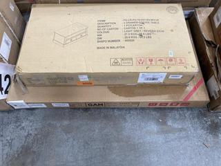 Lot 438  
            Chesterfield SR38 - Collection or Optional Delivery Available 

                
1 DRAWER COFFEE TABLE IN LIGHT GREY TO INCLUDE L SHAPED WORK DESK (LOCATION: SR38...