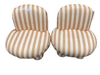 Lot 605  
            Chesterfield SR38 - Collection or Optional Delivery Available 

                
2 X YELLOW AND ORANGE STRIPED CHAIRS (LOCATION: SR38 A5)