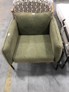 Lot 608  
            Chesterfield SR38 - Collection or Optional Delivery Available 

                
ARMCHAIR IN GREEN WITH BLACK METAL FRAME (LOCATION: SR38 A5)
