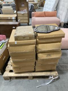 Lot 633  
            Chesterfield SR38 - Collection 

                
PALLET OF ASSORTED ITEMS TO INCLUDE MIRROR WITH PINK FRAME (LOCATION: SR38 A4)