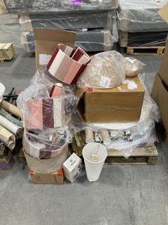 Lot 638  
            Chesterfield SR38 - Collection or Optional Delivery Available 

                
PALLET OF ASSORTED ITEMS TO INCLUDE LIGHT SHADES INK PINK, WHITE AND RED (LOCATIO...