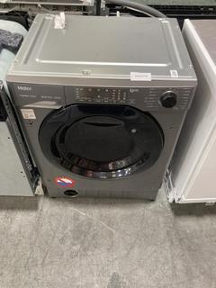 Lot 798  
            Chesterfield SR38 - Collection or Optional Delivery Available 

                
HAIER WASHER / DRYER IN GREY - MODEL - HWDQ90B416FWBRUK - ORIGINAL RRP £429 (LOCA...