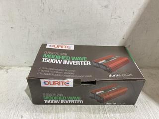 Lot 1037  
            Chesterfield SR45 - Parcel Delivery Only 

                
DURITE 0-856-75 24V MODIFIED WAVE 1500W INVERTER ORIGINAL RRP £351 (LOCATION: C1)