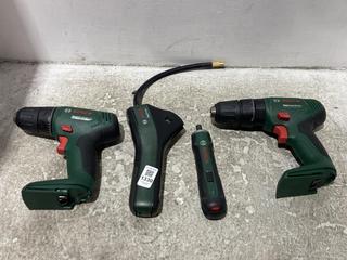 Lot 1330  
            Chesterfield SR45 - Parcel Delivery Only 

                
4 X ASSORTED BOSCH TOOLS TO INCLUDE BOSCH EASY PUMP DIGITAL AIR COMPRESSOR (LOCAT...