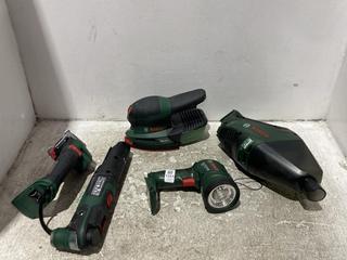 Lot 1331  
            Chesterfield SR45 - Parcel Delivery Only 

                
5 X ASSORTED BOSCH TOOLS TO INCLUDE BOSCH ADVANCED MULTI18 CORDLESS MULTI-TOOL (L...