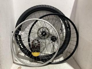 Lot 1345  
            Chesterfield SR45 - Parcel Delivery Only 

                
3 X ASSORTED BIKE WHEELS TO INCLUDE KX60104S BIKE WHEEL (LOCATION: B4)