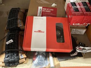 Lot 1366  
            Chesterfield SR45 - Parcel Delivery Only 

                
10 X ASSORTED CYCLING PRODUCTS TO INCLUDE SUNRACE FRONT CRANKSET M500 (LOCATION: B5)