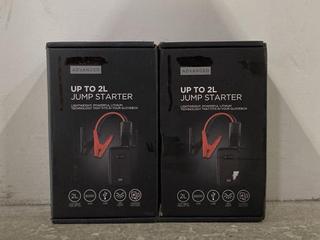 Lot 1374  
            Chesterfield SR45 - Parcel Delivery Only 

                
2 X ADVANCED JUMP STARTER-UP TO 2L TOTAL ORIGINAL RRP £120 (LOCATION: B5)