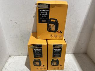 Lot 1385  
            Chesterfield SR45 - Parcel Delivery Only 

                
3 X AUTOMATIC BATTERY CHARGERS TOTAL ORIGINAL RRP £150 (LOCATION: B6)