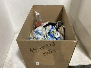 Lot 474  
            Chesterfield SR45 - Parcel Delivery Only 

                
A BOX OF ASSORTED CLOTHING ITEMS TO INCLUDE BLACK CHAMPION SHOCK ABSORBER BRA UK ...