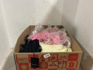 Lot 542  
            Chesterfield SR45 - Parcel Delivery Only 

                
A BOX OF ASSORTED WOMENS CLOTHES TO INCLUDE UK SIZE 12 YELLOW BLOUSE/DRESS (LOCAT...