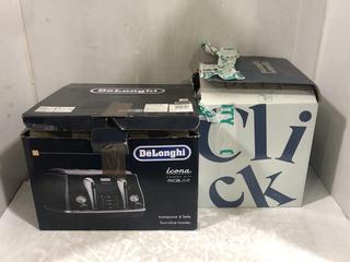 Lot 617  
            Chesterfield SR45 - Parcel Delivery Only 

                
MORPHY RICHARDS 1.5L ACCENTS BLACK KETTLE TO INCLUDE DELONGHI ICONA MICALITE 4-SL...