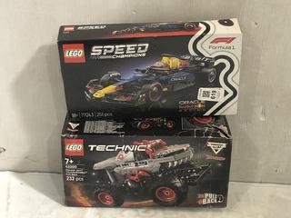 Lot 619  
            Chesterfield SR45 - Parcel Delivery Only 

                
2 X ASSORTED LEGO TO INCLUDE LEGO ORACLE REDBULL RACING 77243AND LEGO MONSTER JAM...