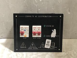 Lot 666  
            Chesterfield SR45 - Parcel Delivery Only 

                
CNC 230V AC DISTRIBUTION PANEL (LOCATION: E8)