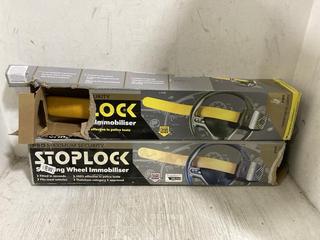 Lot 687  
            Chesterfield SR45 - Parcel Delivery Only 

                
2 X STOPLOCK STEERING WHEEL IMMOBILISERS (LOCATION: E9)