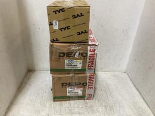 Lot 717  
            Chesterfield SR45 - Parcel Delivery Only 

                
3 X AUTOMOTIVE HEAD LAMPS TO INCLUDE TYC 475725481 2015 OPEL ASTRA FOG LAMP (LOCA...