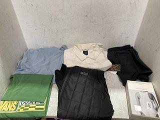 Lot 744  
            Chesterfield SR45 - Parcel Delivery Only 

                
6 X ASSORTED ADULT MENS CLOTHING ITEMS TO INCLUDE 3 100% COTTON SCOOP NECK RIB TA...